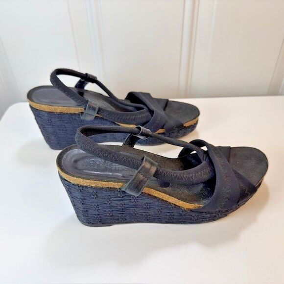 Donald J. Pliner Black Bowie Straw Wedge Sandals Shoes Women's Size 7.5M - Picture 4 of 9